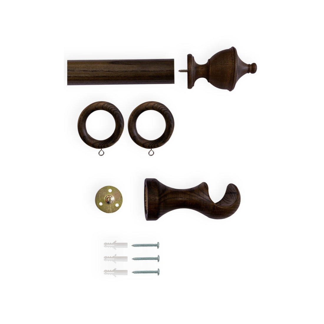 Laura Ashley Haywood 35mm Wooden Curtain Pole - Dark Chestnut