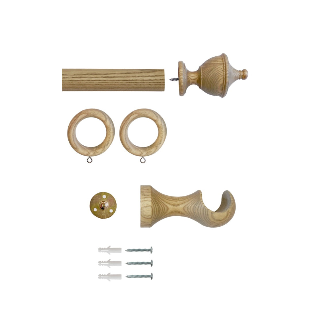 Laura Ashley Haywood 35mm Wooden Curtain Pole - Washed Oak