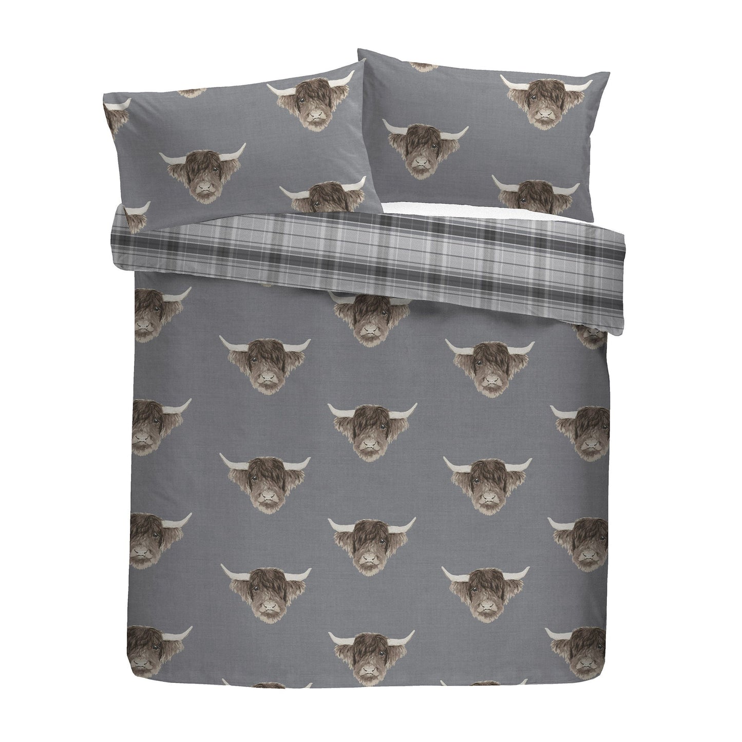 Highland Cow Duvet Cover Set by Fusion in Grey - Duvet Cover Set - Fusion