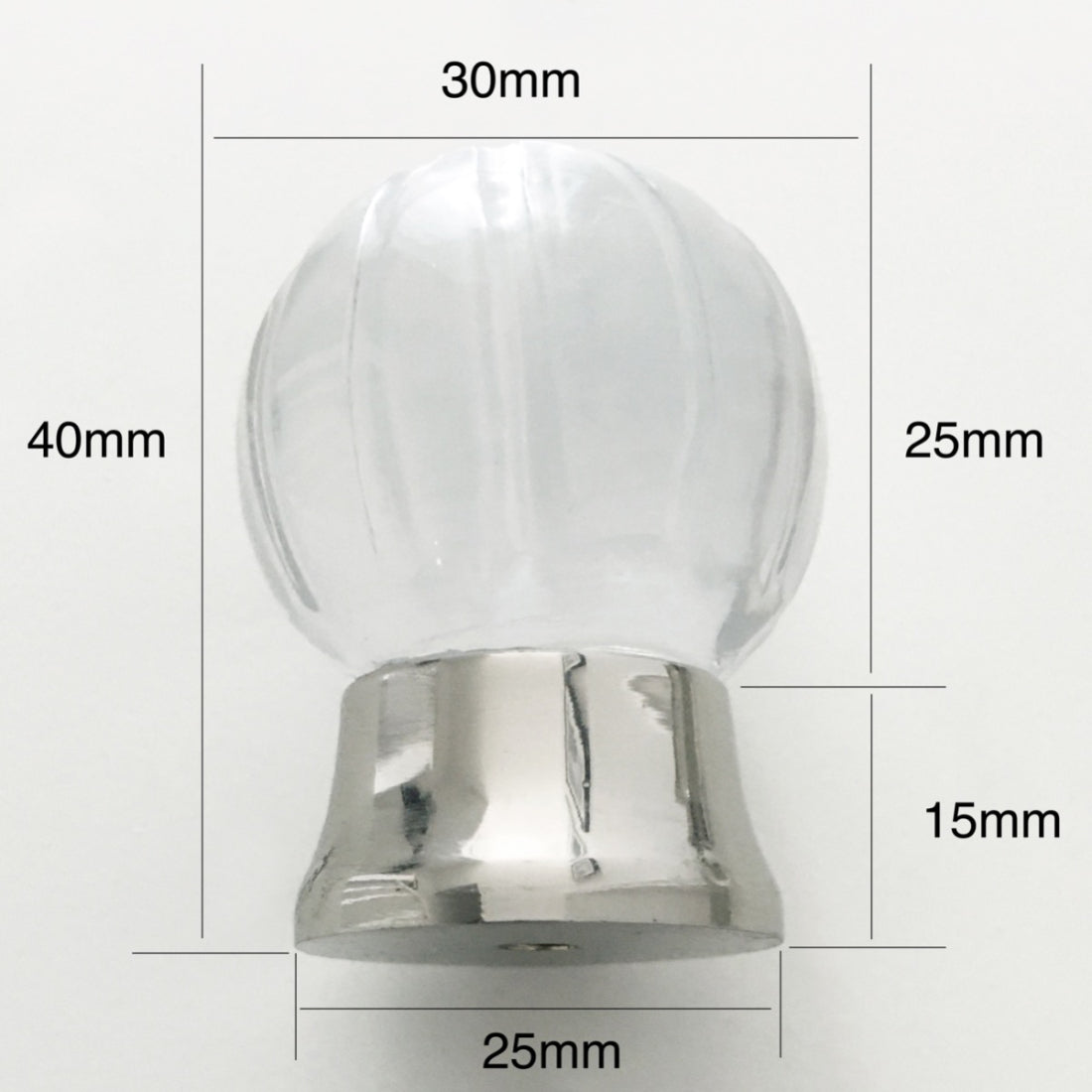 Jones Vivien Glass Drawer Pulls (Pack of 10) - Chrome