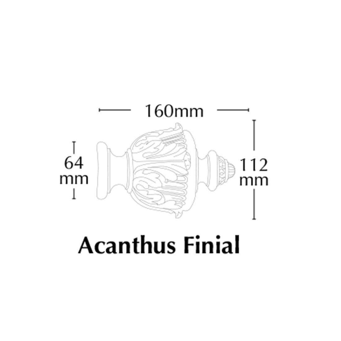Jones Florentine Acanthus 48mm Wooden Curtain Pole Finial - Putty