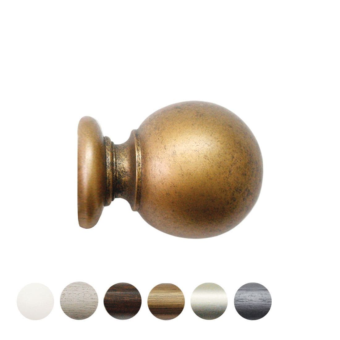 Jones Florentine Ball 48mm Wooden Curtain Pole Finial - Antique Gold
