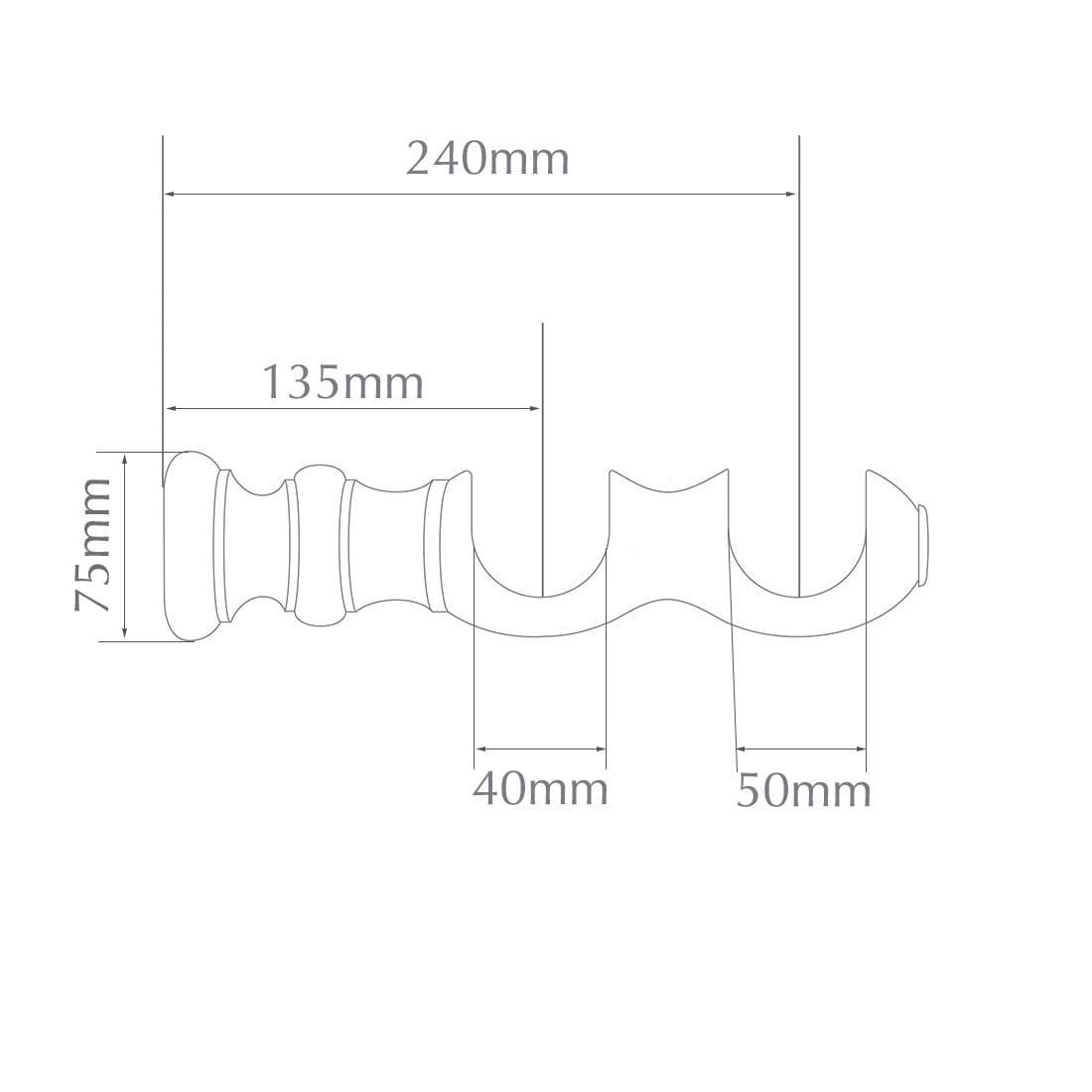 Jones Hardwick/Florentine 40/48mm Wooden Curtain Pole Double Bracket - Cotton