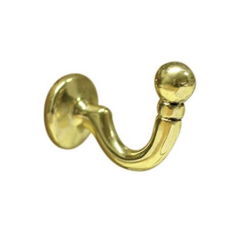Jones Large Ball Metal Curtain Tieback Hook - Brass