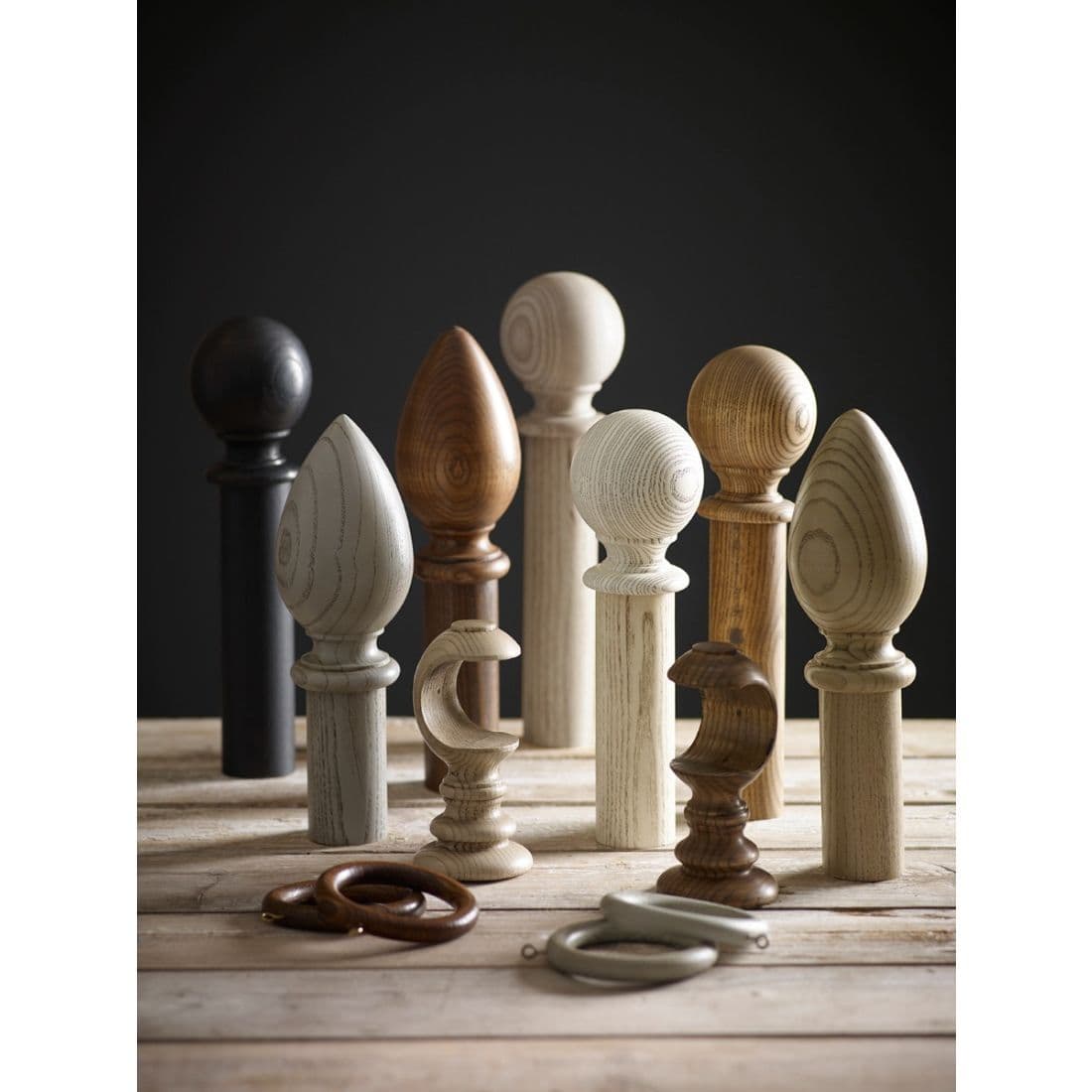 Jones Oakham Ball 50mm Wooden Curtain Pole Finial - Truffle