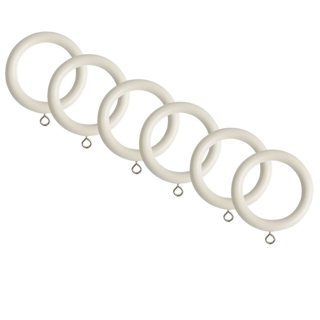 Laura Ashley 35mm Wooden Curtain Rings (Pack of 6) - Soft Natural