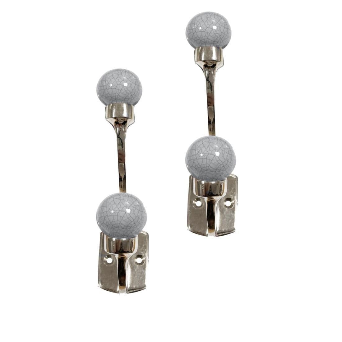 Laura Ashley Bertie Double Metal Curtain Tieback Hooks (Pair) - Dove