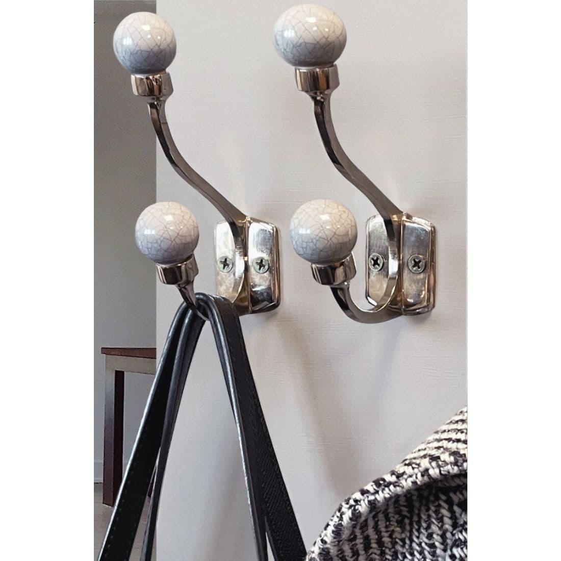 Laura Ashley Bertie Double Metal Curtain Tieback Hooks (Pair) - Dove