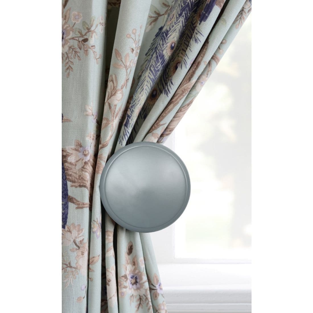 Laura Ashley Ribbed Ball Wooden Curtain Holdbacks (Pair) - Dark Slate
