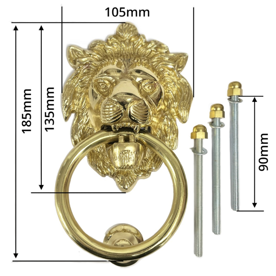 Jones Lion Door Knocker - Polished Brass