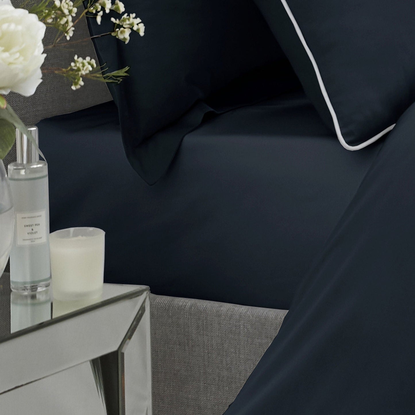 Plain Dyed 32cm Fitted Bed Sheet by Serene in Navy - 32cm Fitted Bed Sheet - Serene