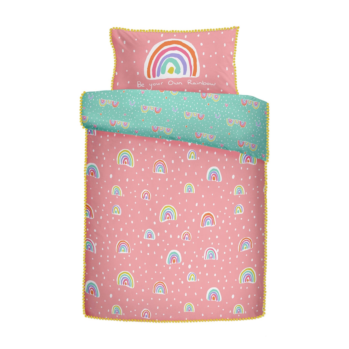Rainbow Pom Duvet Cover Set by Appletree Kids in Multicolour - Duvet Cover Set - Appletree Kids