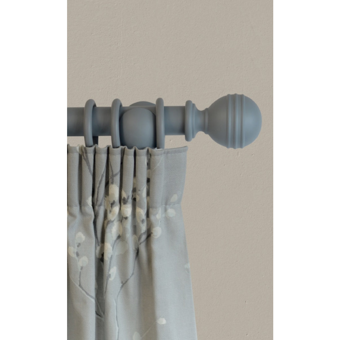 Laura Ashley Ribbed Ball 35mm Wooden Curtain Pole - Dark Slate
