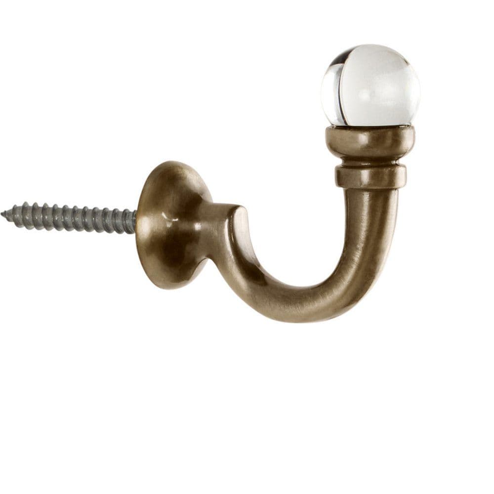 Hallis Neo Premium Clear Ball Metal Curtain Tassel Hooks (Pair) - Spun Brass