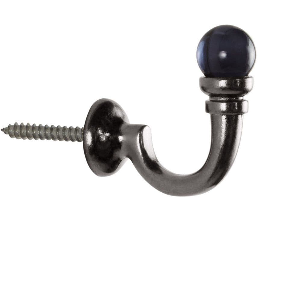 Hallis Neo Premium Smoke Ball Metal Curtain Tassel Hooks (Pair) - Black Nickel