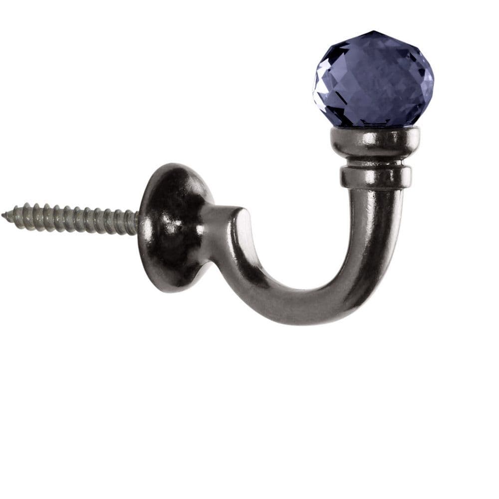 Hallis Neo Premium Smoke Faceted Ball Metal Curtain Tassel Hooks (Pair) - Black Nickel