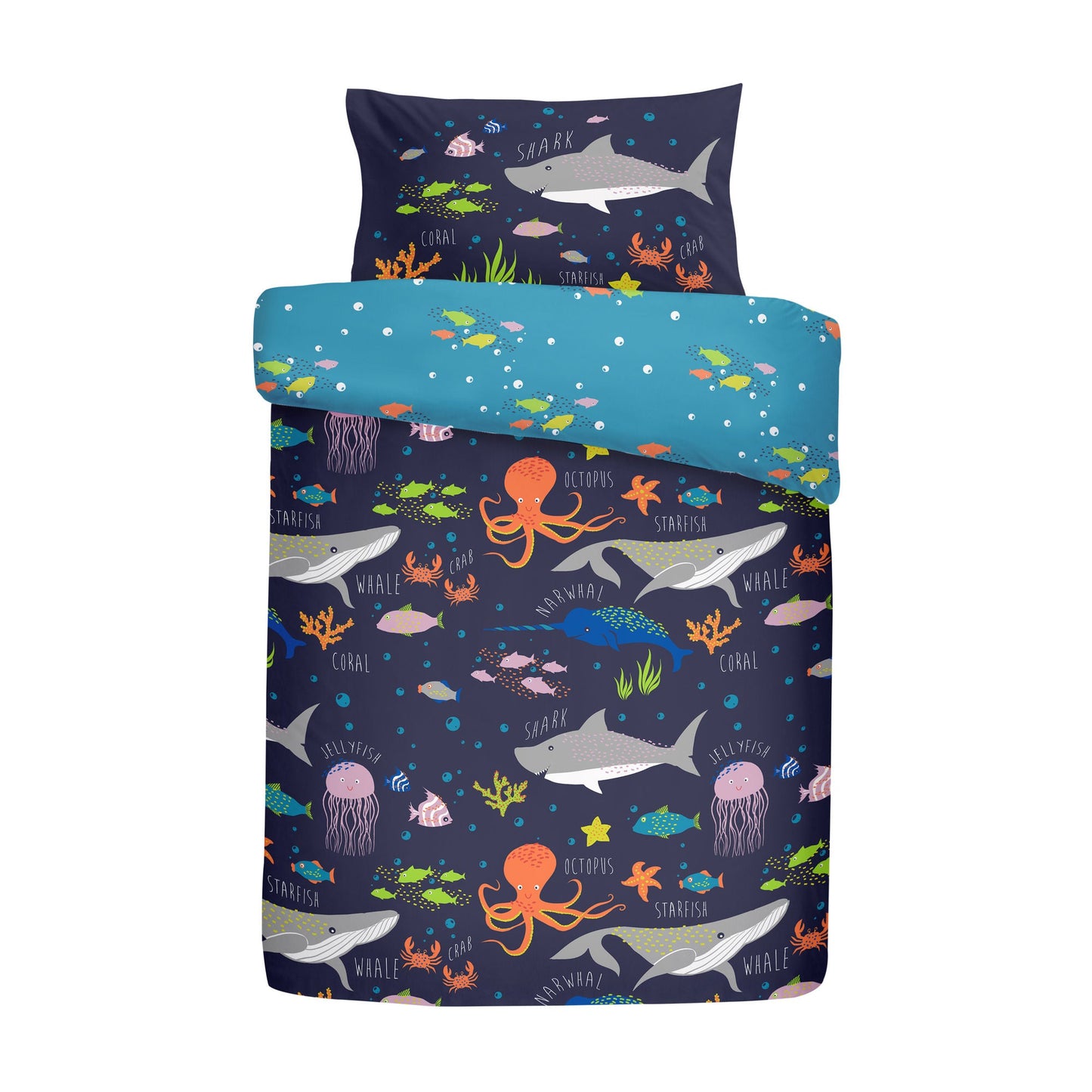 Sea Life Duvet Cover Set by Bedlam in Multicolour - Duvet Cover Set - Bedlam