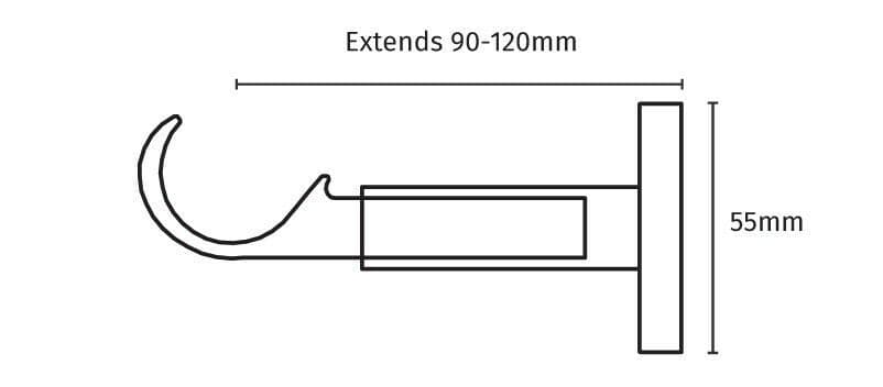 Speedy 28mm IDC Extendable Metal Curtain Pole Bracket - Matt Black
