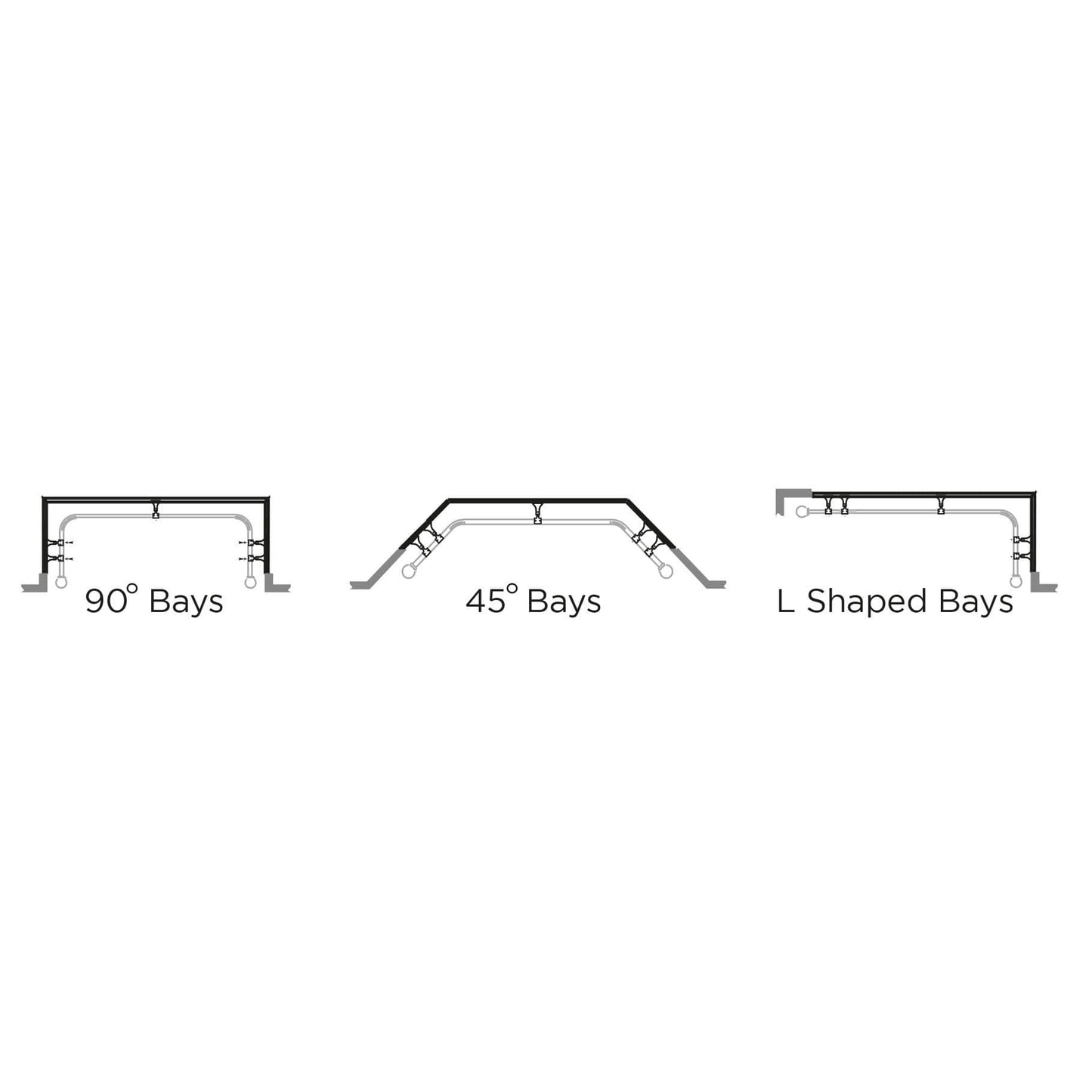 Speedy Ball 19mm 3-Sided Eyelet Bay Window Curtain Pole 400cm - Satin Silver