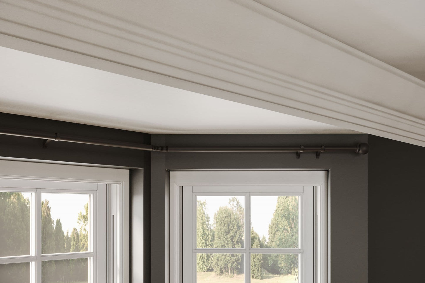 Speedy Ball 28mm 3-Sided Eyelet Bay Window Curtain Pole 400cm - Matt Black