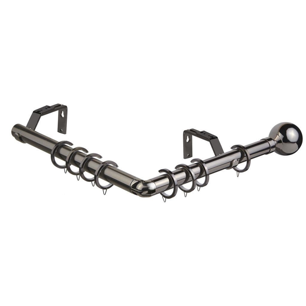 Speedy Ball 28mm 5-Sided Bay Window Curtain Pole 475cm - Polished Graphite
