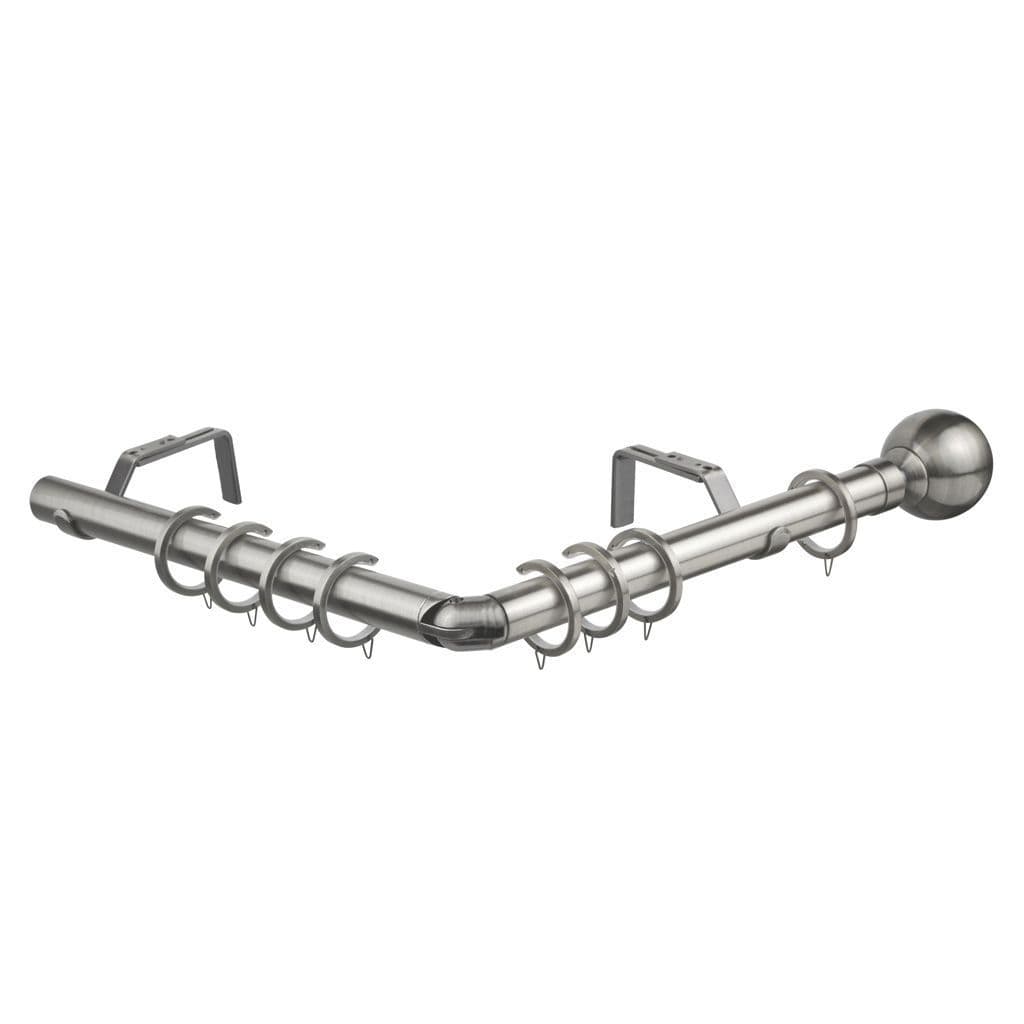 Speedy Ball 28mm 5-Sided Bay Window Curtain Pole 475cm - Satin Silver