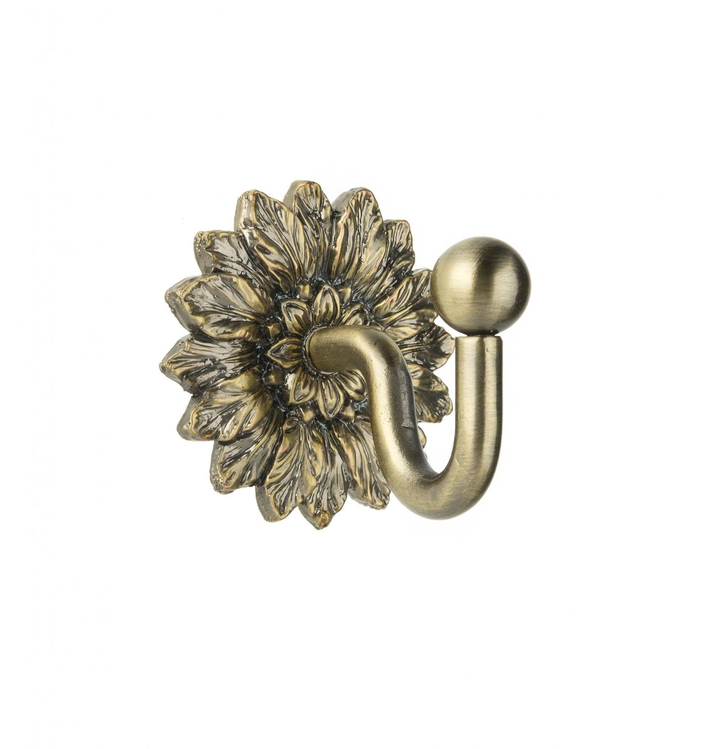 Swish Floral Metal Curtain Tieback Hooks (Pair) - Antique Brass