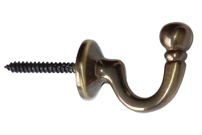 Hallis Ball Metal Curtain Tieback Hooks (Pair) - Antique Brass