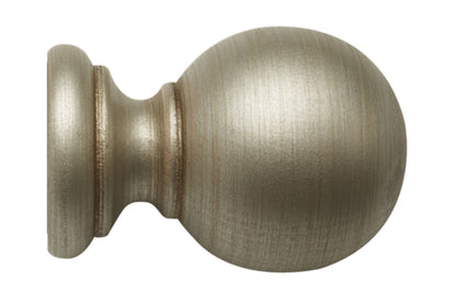 Hallis Modern Country Ball 45mm Wooden Curtain Pole Finial - Satin Silver