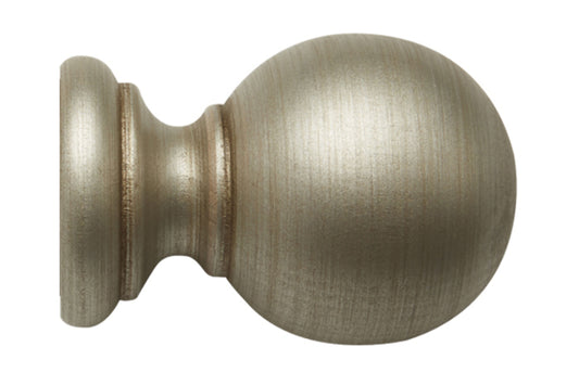 Hallis Modern Country Ball 45mm Wooden Curtain Pole Finial - Satin Silver