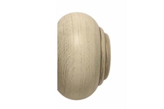 Hallis Modern Country Button 45mm Wooden Curtain Pole Finial - Brushed Cream