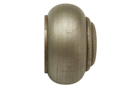 Hallis Modern Country Button 45mm Wooden Curtain Pole Finial - Satin Silver