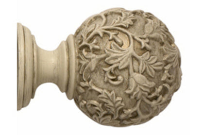 Hallis Modern Country Floral Ball 45mm Wooden Curtain Pole Finial - Brushed Cream