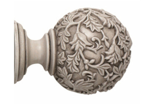 Hallis Modern Country Floral Ball 45mm Wooden Curtain Pole Finial - Brushed Ivory