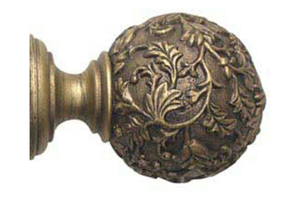 Hallis Modern Country Floral Ball 45mm Wooden Curtain Pole Finial - Gold Black