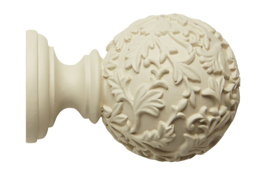 Hallis Modern Country Floral Ball 45mm Wooden Curtain Pole Finial - Pearl