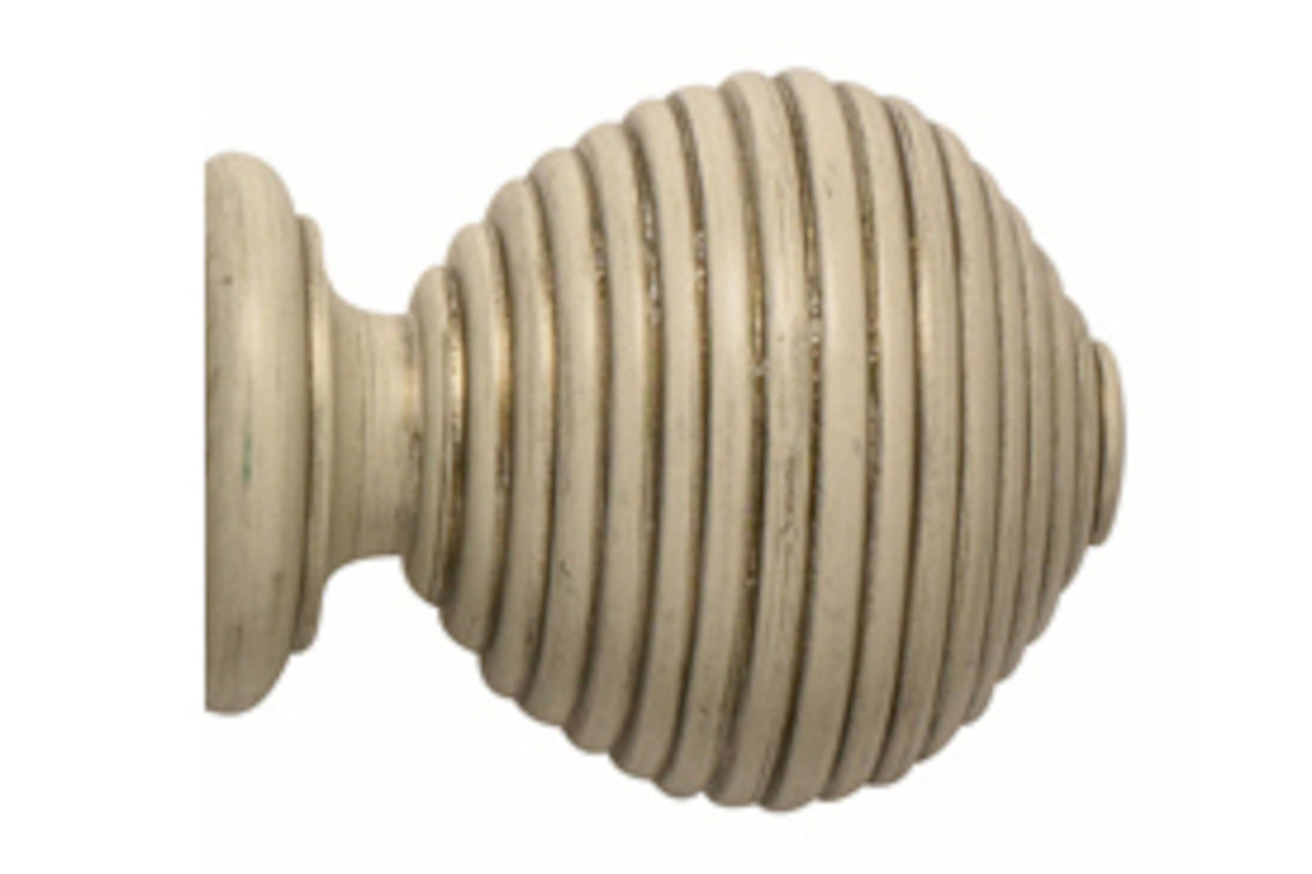 Hallis Modern Country Ribbed Ball 45mm Wooden Curtain Pole Finial - Brushed Cream