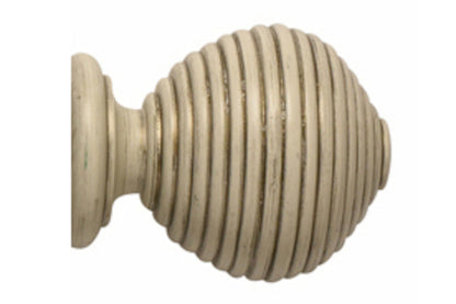 Hallis Modern Country Ribbed Ball 45mm Wooden Curtain Pole Finial - Brushed Cream