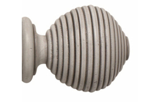 Hallis Modern Country Ribbed Ball 45mm Wooden Curtain Pole Finial - Brushed Ivory