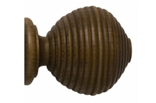 Hallis Modern Country Ribbed Ball 45mm Wooden Curtain Pole Finial - Dark Oak