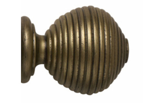 Hallis Modern Country Ribbed Ball 45mm Wooden Curtain Pole Finial - Gold Black