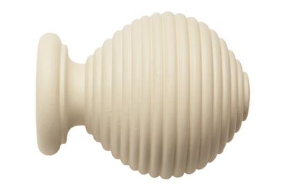 Hallis Modern Country Ribbed Ball 45mm Wooden Curtain Pole Finial - Pearl