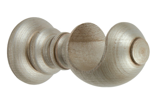 Hallis Modern Country 45mm Wooden Curtain Pole Cup Bracket - Satin Silver