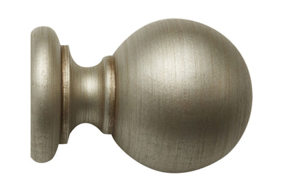 Hallis Modern Country Ball 55mm Wooden Curtain Pole Finial - Satin Silver