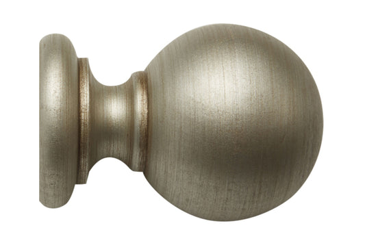 Hallis Modern Country Ball 55mm Wooden Curtain Pole Finial - Satin Silver