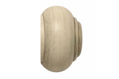 Hallis Modern Country Button 55mm Wooden Curtain Pole Finial - Brushed Cream