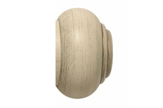 Hallis Modern Country Button 55mm Wooden Curtain Pole Finial - Brushed Cream