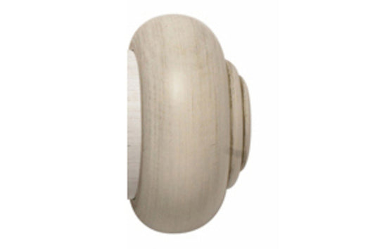 Hallis Modern Country Button 55mm Wooden Curtain Pole Finial - Brushed Ivory
