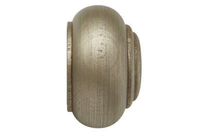 Hallis Modern Country Button 55mm Wooden Curtain Pole Finial - Satin Silver
