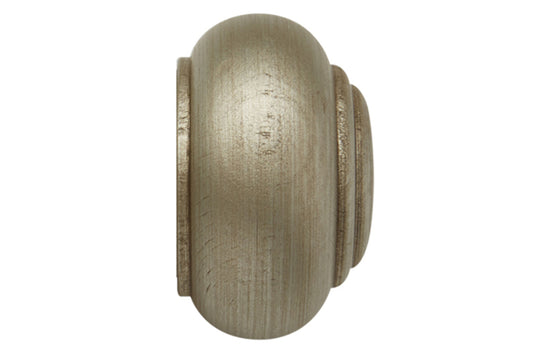Hallis Modern Country Button 55mm Wooden Curtain Pole Finial - Satin Silver